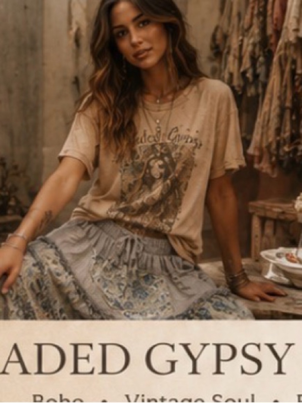 JADED GYPSY painted skies skirt. 
SIZE: S/M